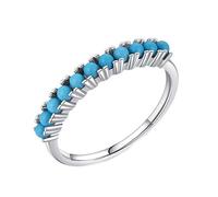 Wycian Oval Rings for Women Simple Gold Ring 14K Au585 Size O 1/2 Blue 4X6mm Lab Created Sapphire Stackable for Mother Fashion