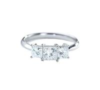 Wycian Personalized Name Ring Ladies Wedding Bands White Gold 9K Princess Cut Lab Created Diamond 0.5CT Size P 1/2 Solid Not Plated Fashion for Wife Mothers Day