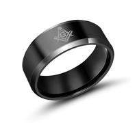 Wycian Personalized Name Ring, Stainless Steel Ring Black Size T 1/2 8mm Masonic G Custom Gifts for Wife Mother'S Day Jewelry