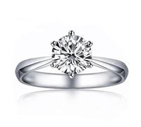 Wycian Personalized Ring Band Ring 14K White Vintage Moissanite 6 Prongs with Cubic Zirconia Size O 1/2 Simple for Ladies New Year Jewelry