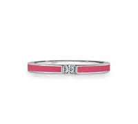 Wycian Pink Ring Crystal Ring Natural 925 Sterling Silver 2mm Pink Tape with Solitaire Size N 1/2 Gifts for Ladies Mother Classic