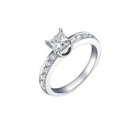 Wycian Pinky Promise Rings Band Ring 14K White Vintage Princess Cut Diamond 0.4CT Size K 1/2 Solid Not Plated Fashion for Ladies Graduation Jewelry