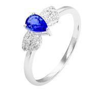 Wycian Pinky Promise Rings Lab Created Sapphire Ring 18K White Gold Wing with 0.46CT Sapphire and Diamond Size x 1/2 Solid Not Plated Fashion for Wife Wedding