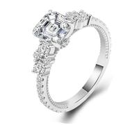 Wycian Pinky Rings Moissanite Engagement Rings for Women 18K White Gold Square Size I 1/2 Modern for Wife Mothers Day Jewelry