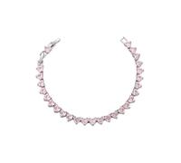Wycian Platinum 950 Women Chain Necklaces with Lab Sapphire Heart Lab Created Pink Sapphire, Necklace for Women Simple, PT950 Platinum 21 cm/8.26 in