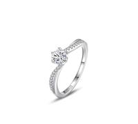 Wycian Pre Engagement Ring Cz Engagement Rings 925 Sterling Silver 1.5mm Six Prong Solitaire Size N 1/2 Gifts for Ladies Mother Simple