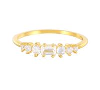 Wycian Pre Engagement Ring Promise Rings Gold for Women 14K Au585 Size R 1/2 White Round 4.5X4.5mm Moissanite Stackable for Mother Premium
