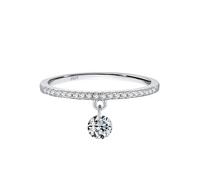 Wycian Pre Engagement Ring Sterling Silver Engagement Rings for Women S925 1.3mm Cubic-Zirconia Hinged with Zircon Size P 1/2 Gifts for Mother Popular