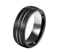 Wycian Pre Engagement Ring, Tungsten Carbide Black Size Z+1 Lines Matte Brushed 8mm Groove Custom Gifts for Wife Valentines Day Jewelry