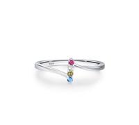 Wycian Pre Engagement Ring Zircon Ring 925 Sterling Silver 1.7mm Vertical Colored Zircon Size N 1/2 Gifts for Ladies Mother Fashion