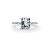 Wycian Pre Engagement Ring Zircon Ring 925 Sterling Silver Eternity with Rectangular Four Prong Solitaire Size N 1/2 Gifts for Ladies Mother Modern
