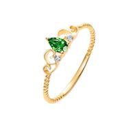 Wycian Princess Cut Engagement Ring Faux 14K Ring Setting 14K Yellow Gold Crown with 0.5CT Pear Shape Emerald and Diamond Size U 1/2 Solid Not Plated Upgrade 3.0 for Sister Mothers Day