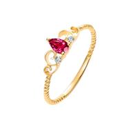Wycian Princess Rings for Women 14K Ring Women 14K Yellow Gold Crown with 0.35CT Pear Shape Ruby and Diamond Size M 1/2 Solid Not Plated Fashion for Sister Birthday