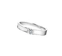 Wycian Promise Ring 14K White Gold Ring for Woman Silver with 0.1CT Diamond Size I 1/2 Solid Not Plated Fashion for Men New Year Jewelry
