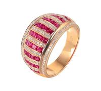 Wycian Promise Ring Band Lab Grown Ruby Engagement Ring 18K Yellow Gold Drill Row with 1.84CT Red Ruby and Diamond Size M 1/2 Solid Not Plated Simple for Lesbian Mothers Day