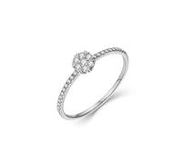 Wycian Promise Ring Band Promise Ring 14K White Gold Simple Heart Snowflake with Round Diamond 0.2CT Size T 1/2 Solid Not Plated Popular for Men New Year