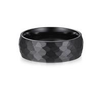 Wycian Promise Ring Custom, Tungsten Carbide Black Size L 1/2 Geometric Matte Brushed 8mm Personalized Gifts for Mother Anniversary Jewelry