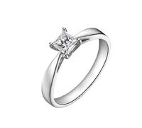 Wycian Promise Ring for Gf Engagement Ring White Gold 14K Princess Cut Diamond 0.4CT Size N 1/2 Solid Not Plated Elegant for Ladies Thanksgiving Jewelry