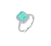 Wycian Promise Ring for Him Gold Ring Real 14K Au585 Size S 1/2 Blue Round Topaz Stackable for Sister Classic