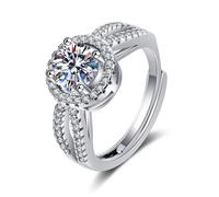 Wycian Promise Ring G Ring Silver 18K White Gold Lab Diamond Round with Cubic Zirconia Size V 1/2 Upgrade 3.0 for Aunt Mothers Day Jewelry