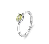 Wycian Promise Ring Green Love Ring Crystal 925 Sterling Silver 1.5mm Olive Green Oval Solitaire Size R 1/2 Gifts for Ladies Mother Modern