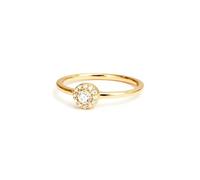 Wycian Promise Ring Real 14K White Gold Ring Band Au585 Size O 1/2 White Round Moissanite Stackable for Sister Upgrade 3.0