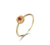 Wycian Promise Ring Real, Ruby Engagement Rings for Women 14K Yellow Gold Red Round Ruby Size S 1/2 Stackable Knuckle for Mother'S Day