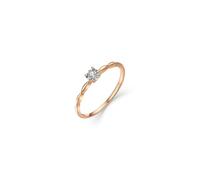 Wycian Promise Ring to Myself 14K Rose Gold Rings for Women Vine Design Solitaire Round Diamond 0.03CT Size O 1/2 Solid Not Plated Fashion for Sister Valentines Day