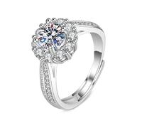 Wycian Promise Ring To Myself Engagement Rings White Gold 18K Lab Diamond Flower 4 Prong Round Cubic Zirconia 1Ct Size J 1/2 Fashion for Wife Graduation Jewelry