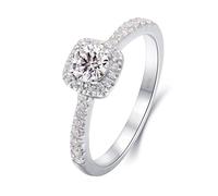 Wycian Promise Ring to Myself, Silver Ring for Men 18K White Gold Round Created Diamond Size R 1/2 Stackable Knuckle for Women Engagement