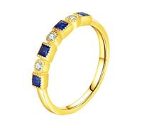 Wycian Promise Ring to Self 14K White Gold Band Rings for Women Au585 Size P 1/2 Blue Round Topaz Stackable for Ladies Simple