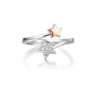Wycian Promise Ring to Self Diamond Anniversary Ring for Women 18K White Gold & Rose Gold with 0.06CT Diamond Size L 1/2 Solid Not Plated Fashion for Wife Cocktail