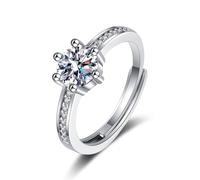 Wycian Promise Ring To Self Engagement Rings Moissanite for Women Silver 14K White Gold Six Claws with Cubic Zirconia Size S 1/2 Fashion for Ladies Cocktail Jewelry