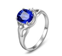 Wycian Promise Ring to Self Lab Created Sapphire Ring 18K Gold Silver Round Shape Size M 1/2 Solid Not Plated Fashion for Ladies Christmas Jewelry