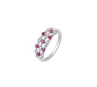 Wycian Promise Ring to Self Ruby Ring Women 18K White Gold Hollow with Ruby and Diamond Size R 1/2 Solid Not Plated Simple for Lesbian Valentines Day Jewelry