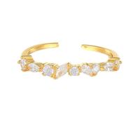 Wycian Promise Ring to Self Zirconia Ring 9K Yellow Gold Au375 Size Q 1/2 Colorful Round 4.5X4.5mm Cubic Zirconia Stackable for Lesbian Modern