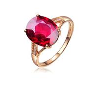 Wycian Promise Ring Unique Lab Created Ruby Band Ring 18K Gold 4.34CT Natural Pigeon Blood Tourmaline Size W 1/2 Solid Not Plated Upgrade 3.0 for Wife Engagement