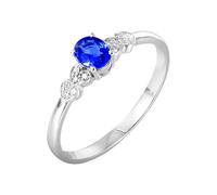 Wycian Promise Ring Unique Lab Created Sapphire Ring 18K White Gold Heart with 0.38CT Sapphire and Diamond Size x 1/2 Solid Not Plated Premium for Wife Wedding