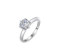 Wycian Promise Ring Vintage Sterling Silver Engagement Rings S925 1.7mm Cubic-Zirconia Simple Six Prong Solitaire Size L 1/2 Gifts for Ladies Mother Modern