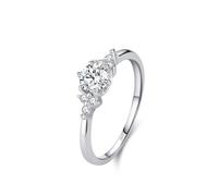 Wycian Promise Rings Aesthetic Love Ring Crystal 925 Sterling Silver 1.8mm Elegant Style Size R 1/2 Gifts for Ladies Mother Simple