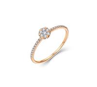 Wycian Promise Rings Custom 14K Rose Gold Filled Ring Simple Heart Snowflake with Round Diamond 0.2CT Size I 1/2 Solid Not Plated Modern for Aunt Engagement