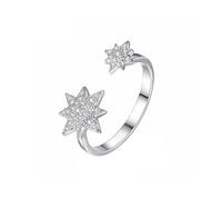 Wycian Promise Rings Custom Diamond Promise Ring for Women Silver 14K White Gold Star Shape with Cubic Zirconia Size R 1/2 Premium for Sister Birthday Jewelry