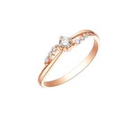 Wycian Promise Rings for Women Diamond Ring Jewelry 9K Rose Gold with 0.13CT Diamond Size O 1/2 Solid Not Plated Modern for Ladies Engagement Jewelry