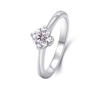 Wycian Promise Rings, G Ring Silver 18K White Gold Round Moissanite Size V 1/2 Stackable Knuckle for Women New Year