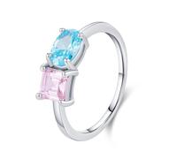 Wycian Promise Rings Heart Garnet Rings 9K White Gold Au375 Size S 1/2 Multicolor 6X6mm Garnet Stackable for Sister Classic
