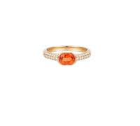 Wycian Promise Rings That Don'T Turn Your Finger Green 14K Gold Rings 14K Yellow Gold Oval with 1.41CT Mandarin Garnet and Diamond Size S 1/2 Solid Not Plated Elegant for Aunt Christmas