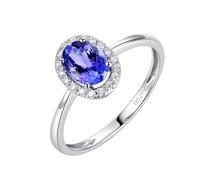 Wycian Promise Rings That Don'T Turn Your Finger Green 14K White Gold Engagement Rings for Women with 0.9CT Oval Tanzanite and Diamond Size S 1/2 Solid Not Plated Upgrade 3.0 for Men Anniversary