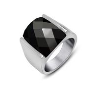 Wycian Promise Rings That Don'T Turn Your Finger Green, Cubic Zirconia Rings Stainless Steel Size x 1/2 Polished 15.6mm Rectangular Cubic Zirconia Black