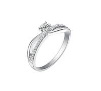 Wycian Promise Rings That Don'T Turn Your Finger Green Engagement Ring Real Diamond 9K White Gold Infinity with 0.3CT Diamond Size O 1/2 Solid Not Plated Upgrade 3.0 for Wife Mothers Day