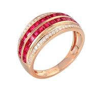 Wycian Promise Rings That Don'T Turn Your Finger Green Lab Created Ruby Rings for Women 18K Rose Gold Drill Row with 1.46CT Red Ruby and Diamond Size U 1/2 Solid Not Plated Popular for Wife